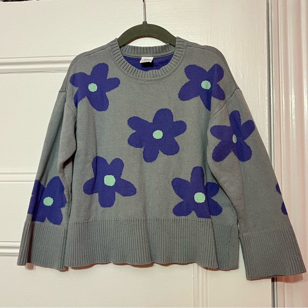 Baby Gap Floral Green and Purple Sweater Size 5